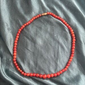 Vintage Red Beaded Necklace. Heavy think it is stones. Good quality.
